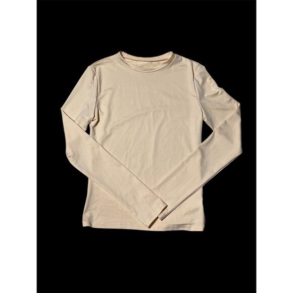 Ivory Long Sleeve Round Neck Crop Top Size M - Picture 3 of 6